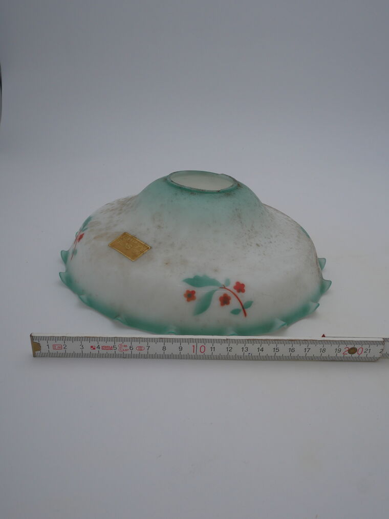 Leuchtenschirm aus Überfangglas mit Pflanzenmotiv
