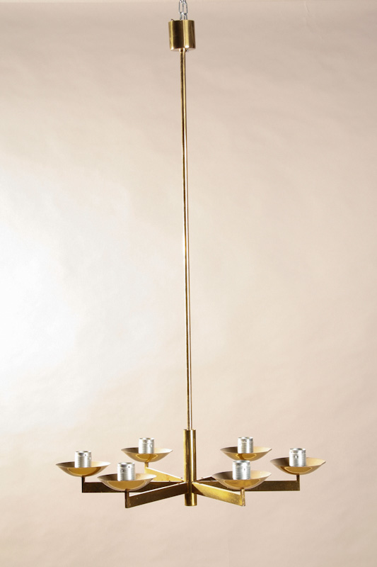 Deckenleuchte, 5-armig, Messing