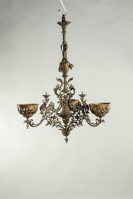 Petroleum-Deckenlampe, 3 flammig